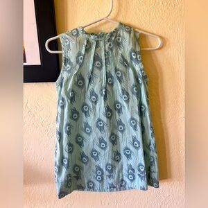 Cotton Tea dress with matching bloomers and turquoise peacock feather pattern